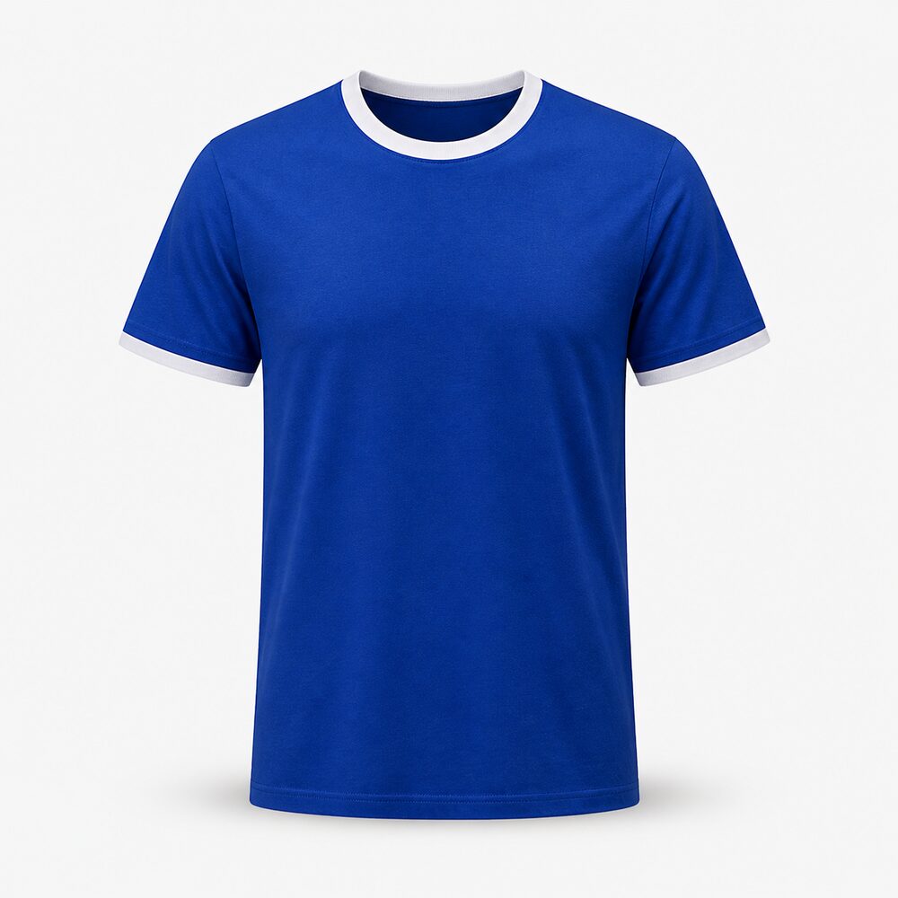 FELIX FRANK ROYAL BLUE WHITE NECK T SHIRT SIZE L