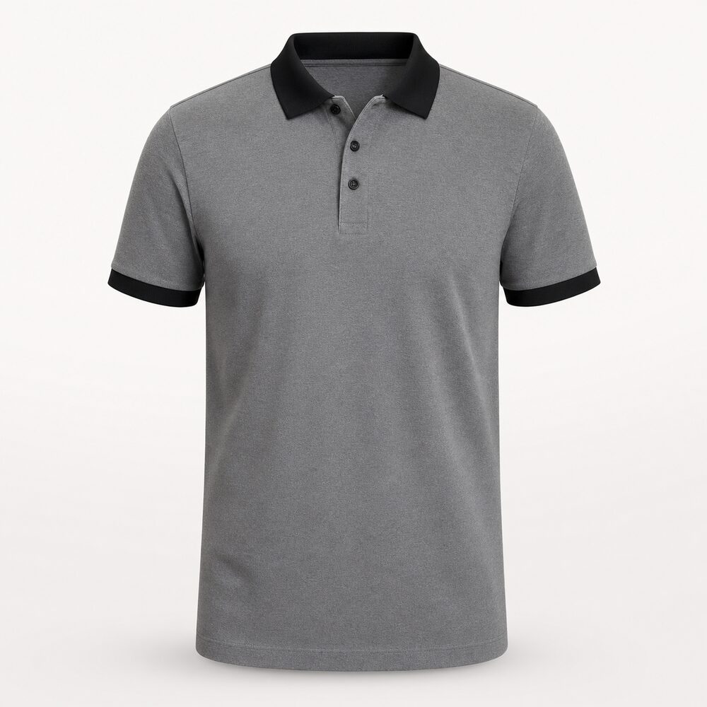 GREY BLACK IMPORTED POLO TSHIRT