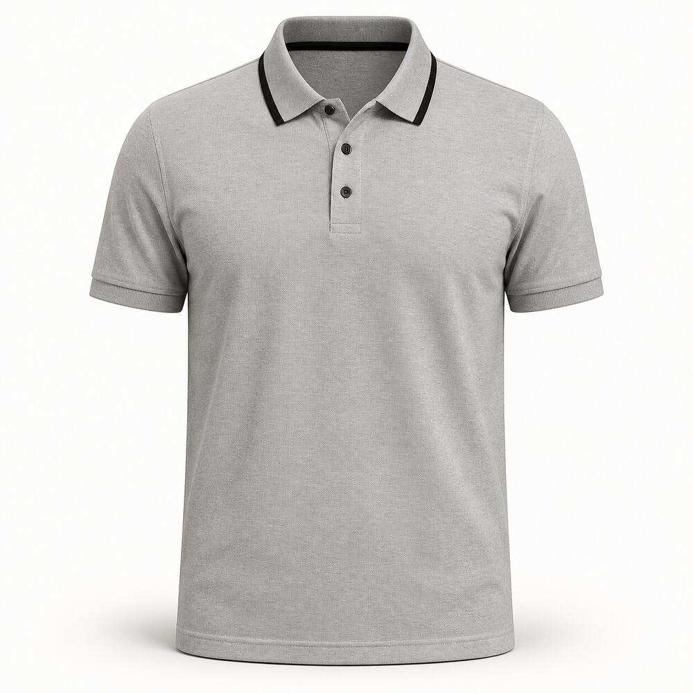 GREY BLACK LOCAL POLO TSHIRT