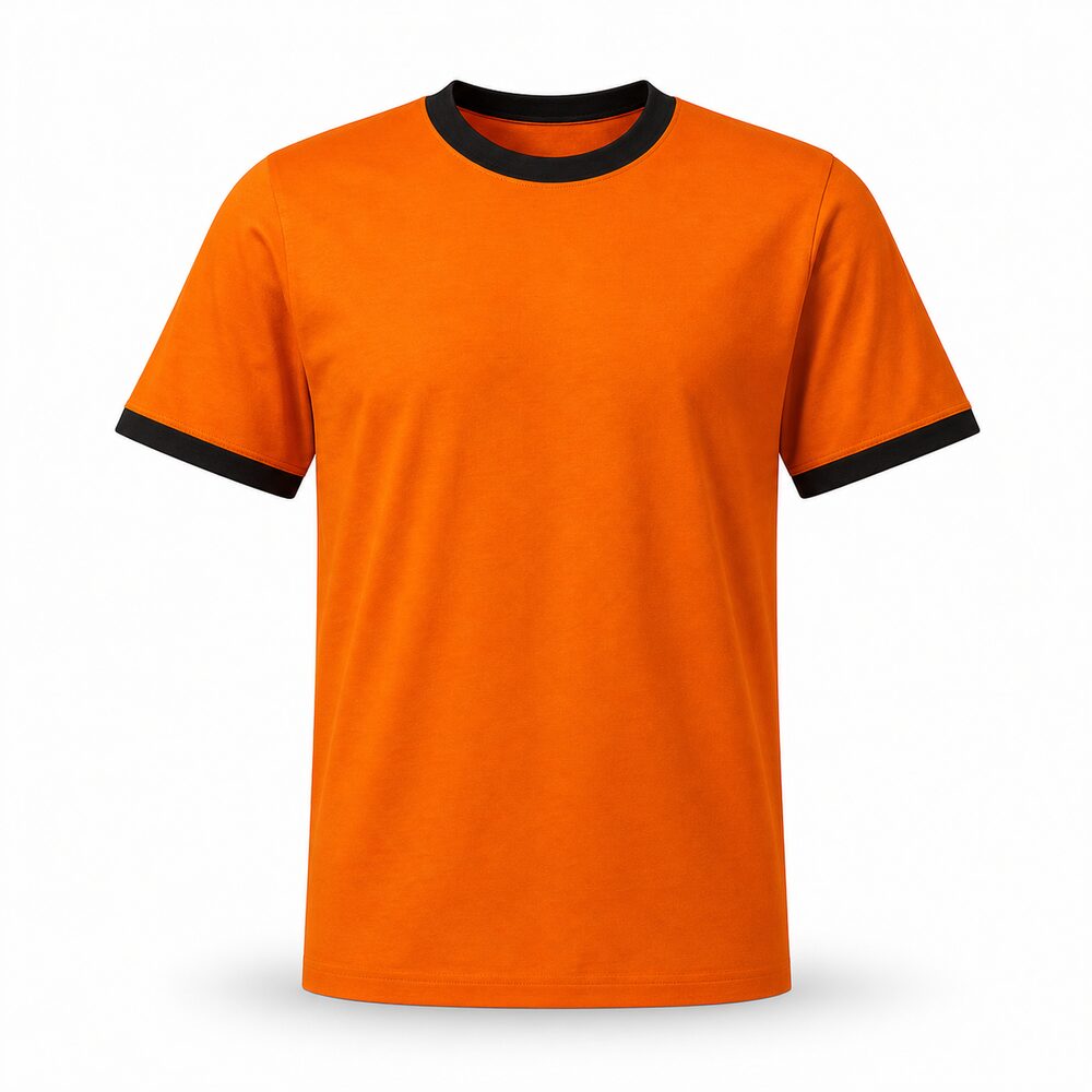 ORANGE BLACK NECK PILOT PLUS T SHIRT SIZE L